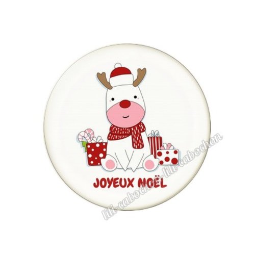 Cabochon résine a coller 25 mm joyeux noel pp10