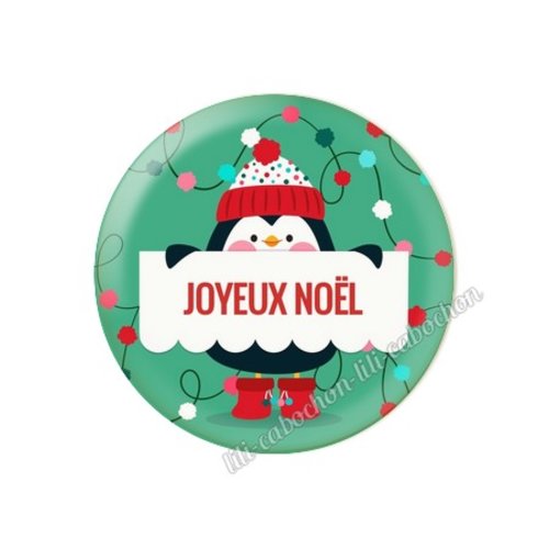 Cabochon résine a coller 25 mm joyeux noel pp14