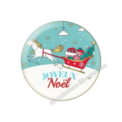 Cabochon résine a coller 25 mm joyeux noel pp24