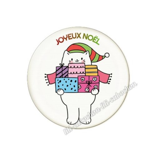 Cabochon résine a coller 25 mm joyeux noel pp42