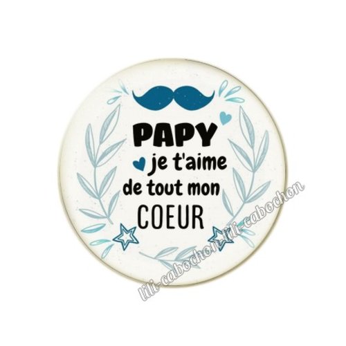 Cabochon résine a coller 25 mm papy fête des grands-pères gp18