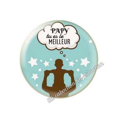 Cabochon résine a coller 25 mm papy fête des grands-pères gp36
