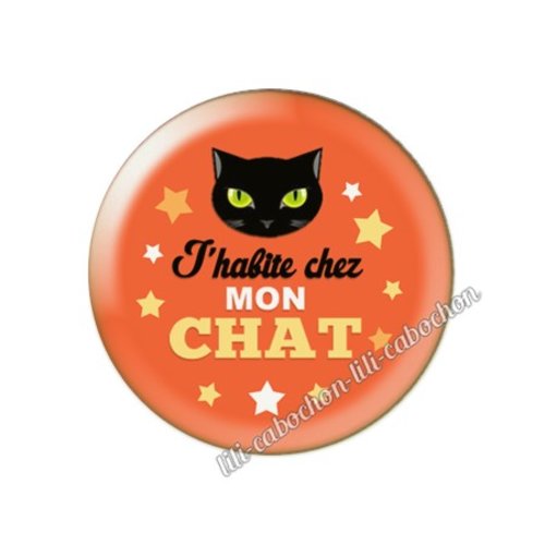 Cabochon résine a coller 25 mm chat pp73