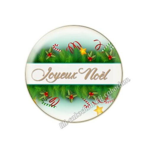 Cabochon en résine époxy 25 mm joyeux noel nl7