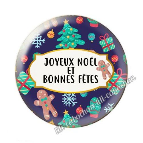 Joyeux noel noel2c cabochon en résine époxy 25 mm