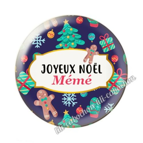 Cabochon en résine époxy 25 mm joyeux noel mémé noel9c