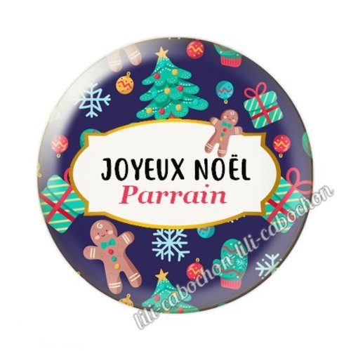 Cabochon en résine époxy 25 mm joyeux noel parrain noel8c