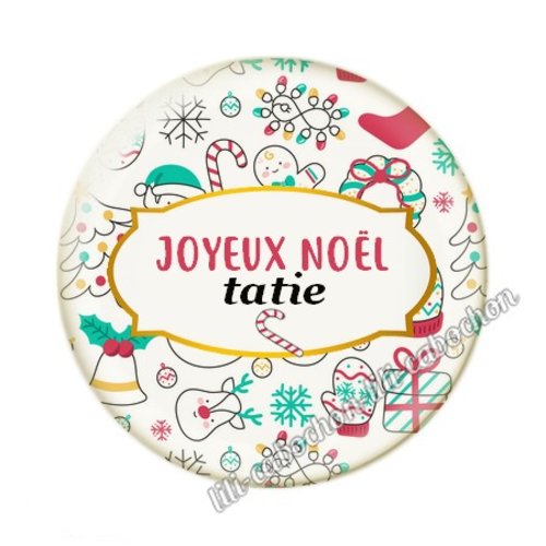 Joyeux noel tatie noel21c cabochon en résine époxy 25 mm