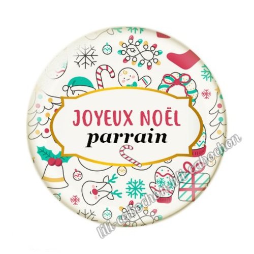 Cabochon en résine époxy 25 mm joyeux noel parrain noel22c
