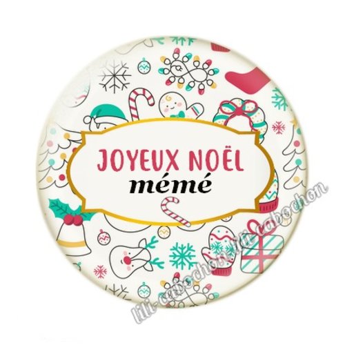 Joyeux noel mémé noel24c cabochon en résine époxy 25 mm