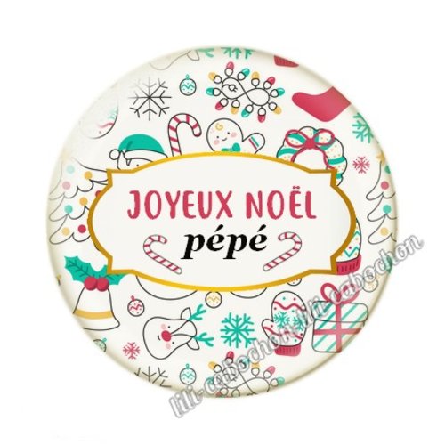 Joyeux noel pépé noel26c cabochon en résine époxy 25 mm