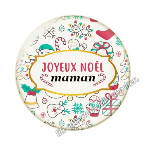 Joyeux noël maman noel28c cabochon en résine époxy 25 mm