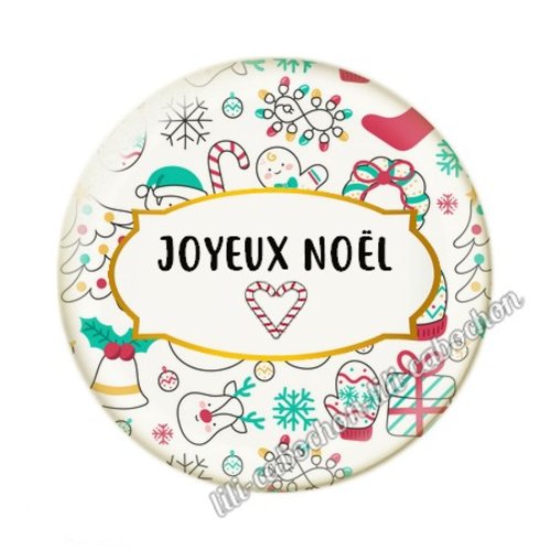 Joyeux noël noel31c cabochon en résine époxy 25 mm