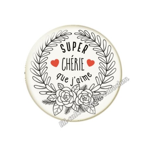 Cabochon résine a coller 25 mm chérie amour couple saint valentin coeur je t'aime p1