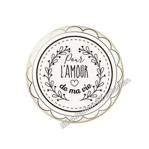 Cabochon résine a coller 25 mm chérie amour couple saint valentin coeur je t'aime p10