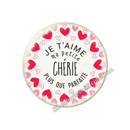Cabochon résine a coller 25 mm chérie amour couple saint valentin coeur je t'aime p22