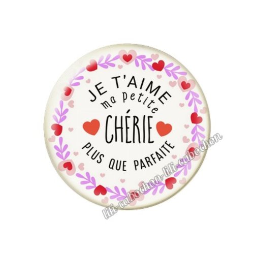 Cabochon résine a coller 25 mm chérie amour couple saint valentin coeur je t'aime p23
