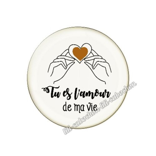Cabochon résine a coller 25 mm chérie amour couple saint valentin coeur je t'aime p29