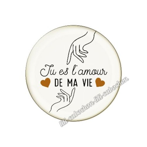 Cabochon résine a coller 25 mm chérie amour couple saint valentin coeur je t'aime p32