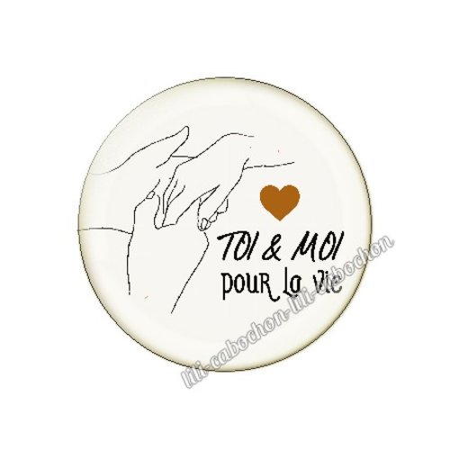 Cabochon résine a coller 25 mm chérie amour couple saint valentin coeur je t'aime p34