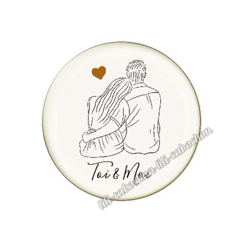 Cabochon résine a coller 25 mm chérie amour couple saint valentin coeur je t'aime p37