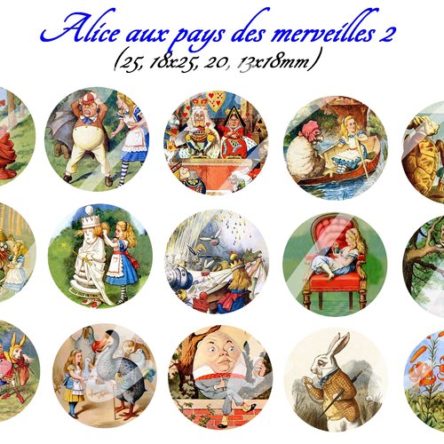 Téléchargement immédiat: images digitales pour cabochons à imprimer thème alice