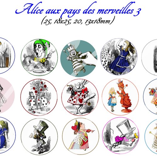 Téléchargement immédiat: images digitales pour cabochons à imprimer thème alice