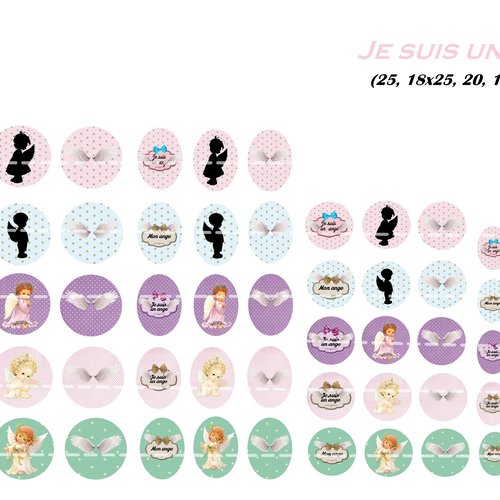 Téléchargement immédiat: images digitales pour cabochons à imprimer thème ange