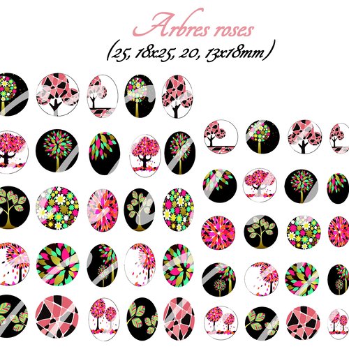 Téléchargement immédiat: images digitales pour cabochons à imprimer thème arbre rose