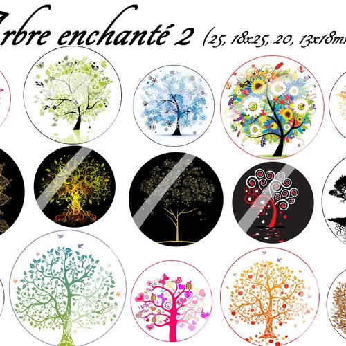 Téléchargement immédiat: images digitales pour cabochons à imprimer thème arbre 2