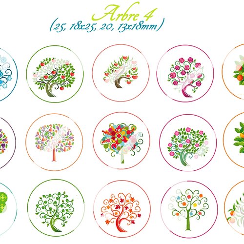 Téléchargement immédiat: images digitales pour cabochons à imprimer thème arbre 4