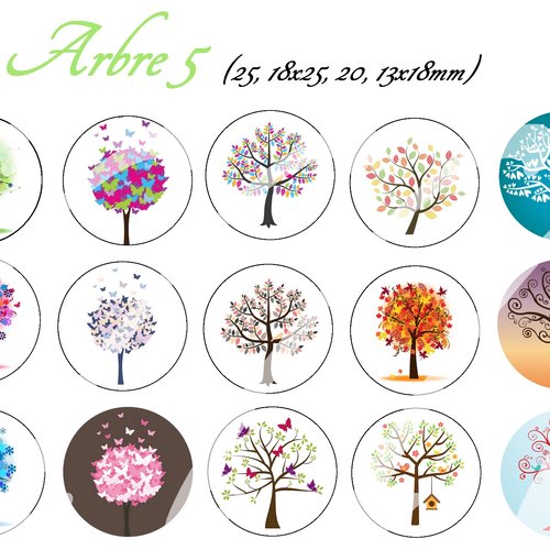 Téléchargement immédiat: images digitales pour cabochons à imprimer thème arbre 5