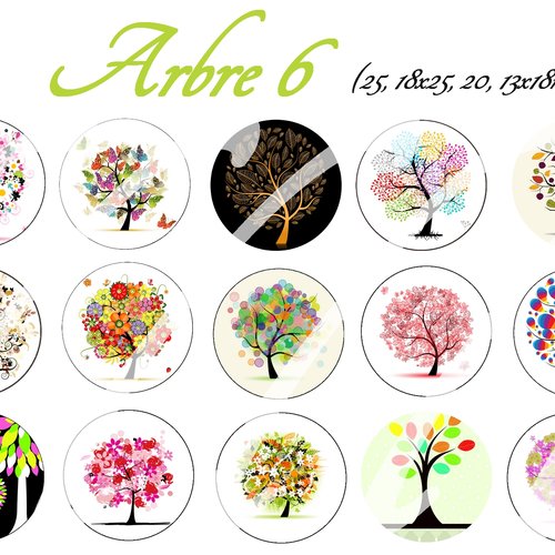 Téléchargement immédiat: images digitales pour cabochons à imprimer thème arbre 6
