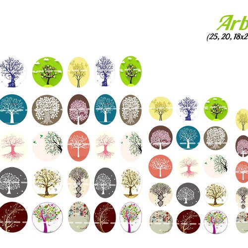 Téléchargement immédiat: images digitales pour cabochons à imprimer thème arbre 7