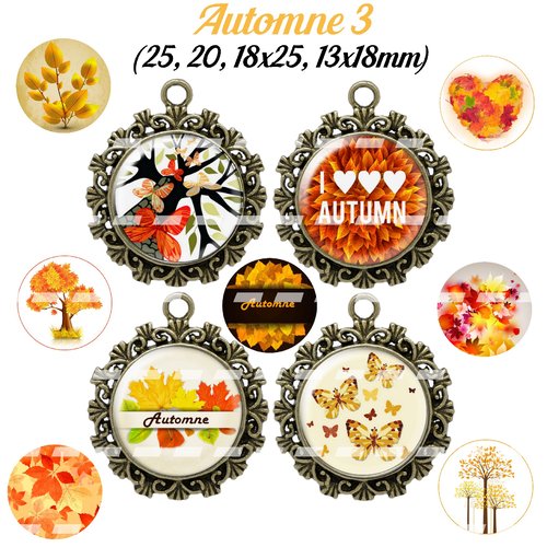 Téléchargement immédiat: images digitales pour cabochons à imprimer thème automne 3