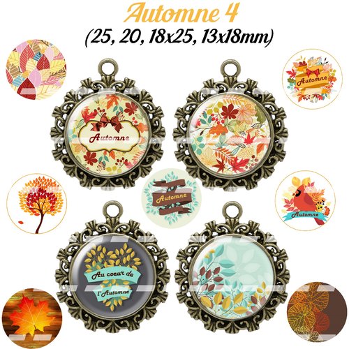 Téléchargement immédiat: images digitales pour cabochons à imprimer thème automne 4