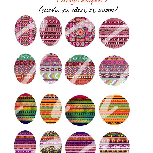 Téléchargement immédiat: images digitales pour cabochons à imprimer thème aztèque ethnique 2