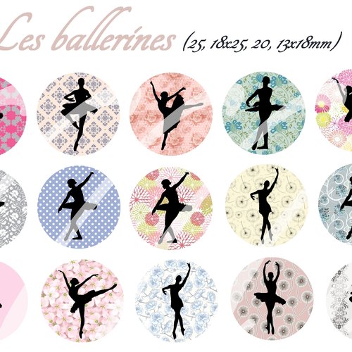 Téléchargement immédiat: images digitales pour cabochons à imprimer ballerines danseuse