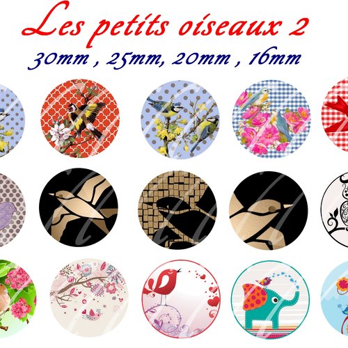Téléchargement immédiat: images digitales pour cabochons à imprimer oiseaux 2