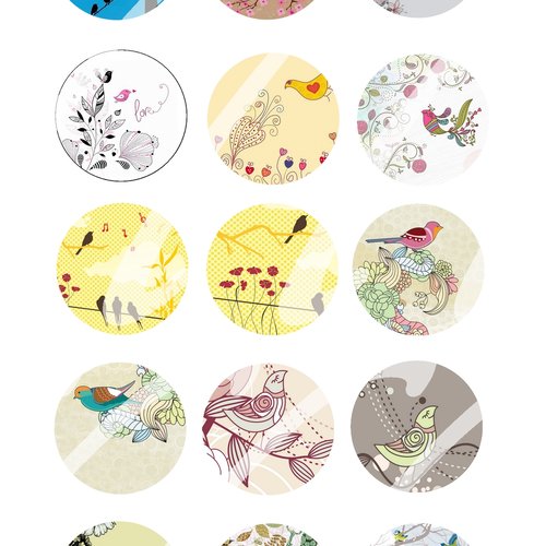 Téléchargement immédiat: images digitales pour cabochons à imprimer oiseaux 6