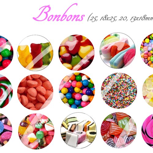 Téléchargement immédiat: images digitales pour cabochons à imprimer motifs bonbon