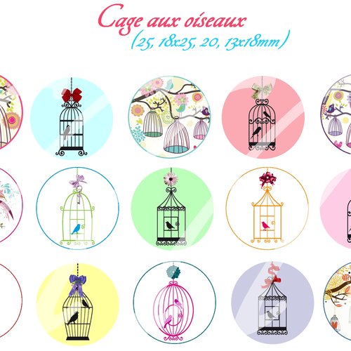 Téléchargement immédiat: images digitales pour cabochons à imprimer cages aux oiseaux