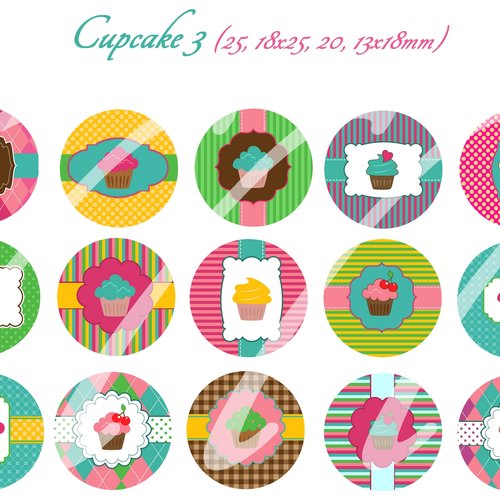 Téléchargement immédiat: images digitales pour cabochons à imprimer cup cake