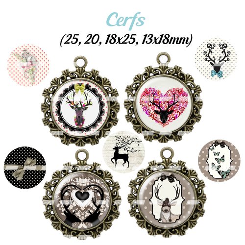 Téléchargement immédiat: images digitales pour cabochons à imprimer cerf