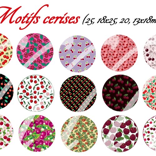 Téléchargement immédiat: images digitales pour cabochons à imprimer motif cerise