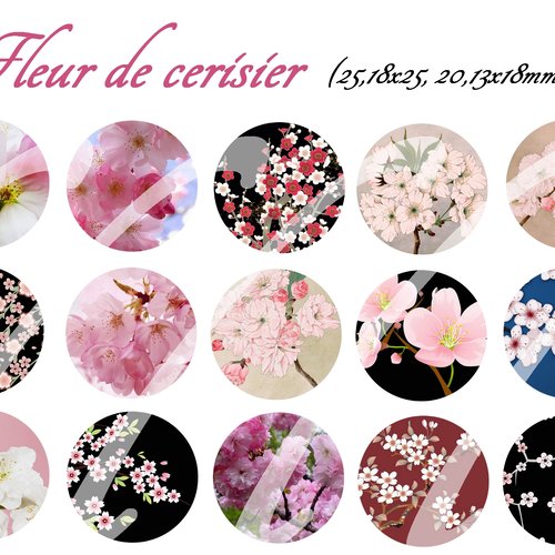 Téléchargement immédiat: images digitales pour cabochons à imprimer fleur de cerisier