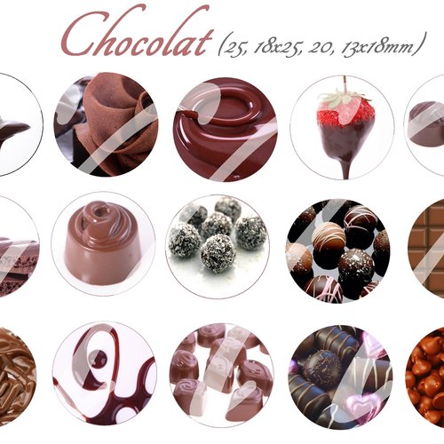 Téléchargement immédiat: images digitales pour cabochons à imprimer chocolat