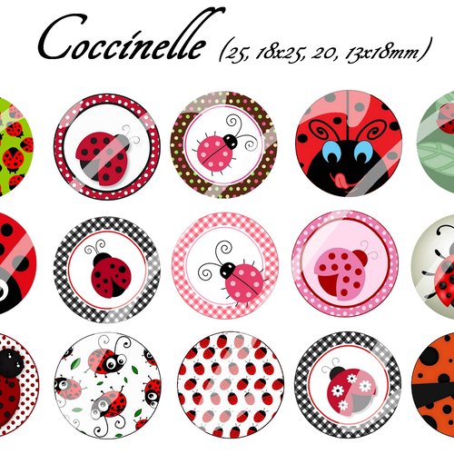 Téléchargement immédiat: images digitales pour cabochons à imprimer coccinelle