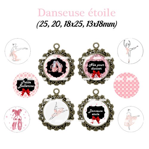Téléchargement immédiat: images digitales pour cabochons à imprimer danseuse étoile