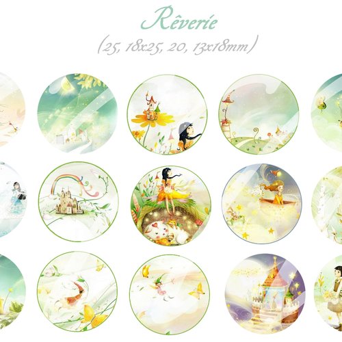Téléchargement immédiat: images digitales pour cabochons à imprimer reverie